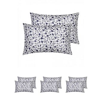 Set of 4 Pillowcase for Hair and Skin, Soft Cotton Floral Pillow Cases with Envelope Closure