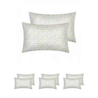 Set of 4 Pillowcase for Hair and Skin, Soft Cotton Floral Pillow Cases with Envelope Closure