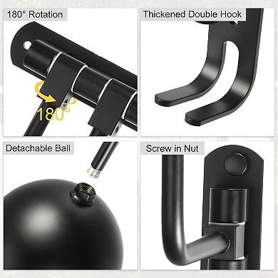 1 Set Wall Mount 180 Degree Rotation Metal Bike Helmet Holder