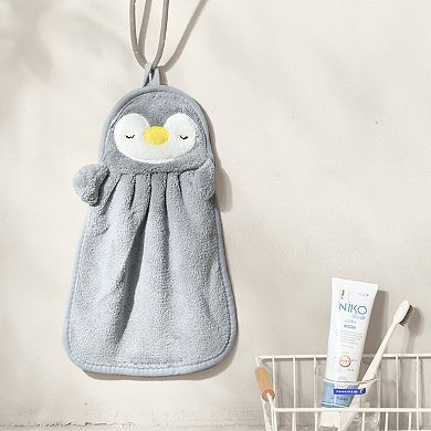 6 Pcs Cute Animal Children Hand Towels with Hanging Loop, Absorbent Towel for Bathroom 9" x 14"