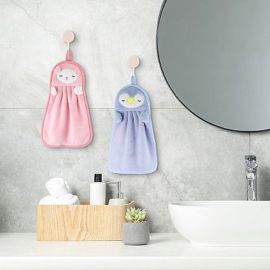 6 Pcs Cute Animal Children Hand Towels with Hanging Loop, Absorbent Towel for Bathroom 9" x 14"