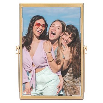 Floating Frame, Simple Metal Picture Frames with Glass Cover for Tabletop Home Decor