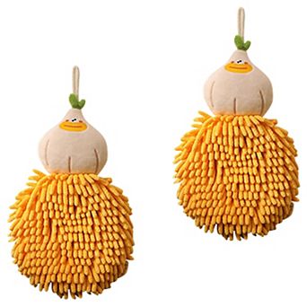 Cute Cartoon Fuzzy Ball Hand Towels, Quick Dry Hanging Hand Towel Set for Bathroom, 2 pc 7" x 9"