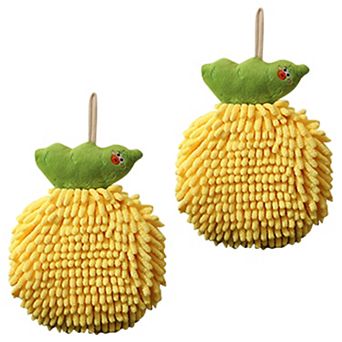 Cute Cartoon Fuzzy Ball Hand Towels, Quick Dry Hanging Hand Towel Set for Bathroom, 2 pc 7" x 9"