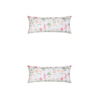 2 Packs Pillowcase for Hair and Skin Breathable, Floral Pillow Cases with Envelope Closure 20"x48"