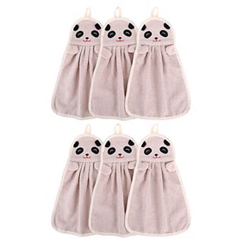 Cute Cartoon Animal Pattern Hanging Hand Towels, 6 Pack Decorative Hand Towel Set for Bathroom
