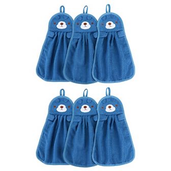 Cute Cartoon Animal Pattern Hanging Hand Towels, 6 Pack Decorative Hand Towel Set for Bathroom