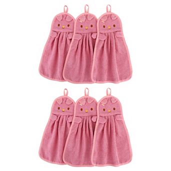 Cute Cartoon Animal Pattern Hanging Hand Towels, 6 Pack Decorative Hand Towel Set for Bathroom