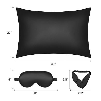 2 Packs Breathable Pillow Case with Envelope, Satin Pillowcases with Eye Mask, and Hair Band