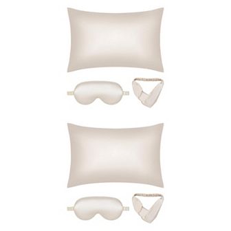 2 Packs Breathable Pillow Case with Envelope, Satin Pillowcases with Eye Mask, and Hair Band