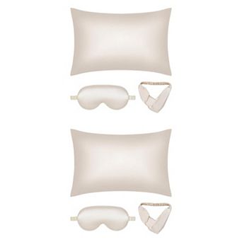 2 Packs Breathable Pillow Case with Envelope, Satin Pillowcases with Eye Mask, and Hair Band