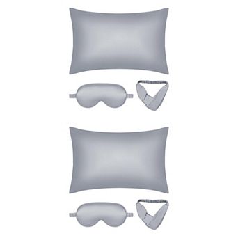 2 Packs Breathable Pillow Case with Envelope, Satin Pillowcases with Eye Mask, and Hair Band