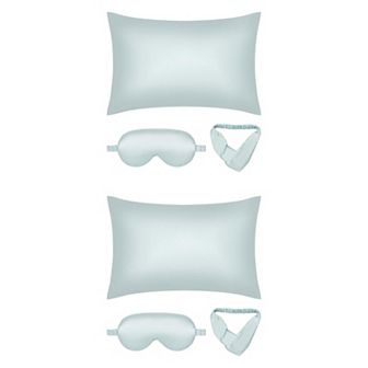 2 Packs Breathable Pillow Case with Envelope, Satin Pillowcases with Eye Mask, and Hair Band