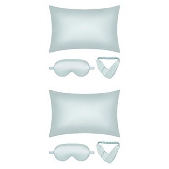 2 Packs Breathable Pillow Case with Envelope, Satin Pillowcases with Eye Mask, and Hair Band