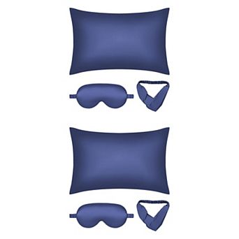 2 Packs Breathable Pillow Case with Envelope, Satin Pillowcases with Eye Mask, and Hair Band