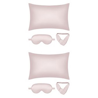 2 Packs Breathable Pillow Case with Envelope, Satin Pillowcases with Eye Mask, and Hair Band