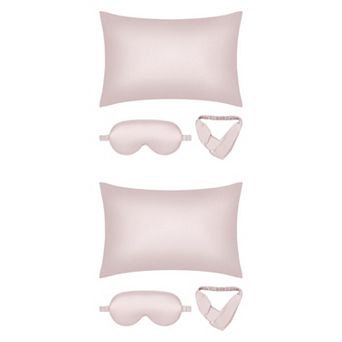 2 Packs Breathable Pillow Case with Envelope, Satin Pillowcases with Eye Mask, and Hair Band