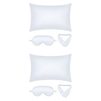 2 Packs Breathable Pillow Case with Envelope, Satin Pillowcases with Eye Mask, and Hair Band