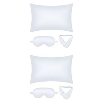 2 Packs Breathable Pillow Case with Envelope, Satin Pillowcases with Eye Mask, and Hair Band