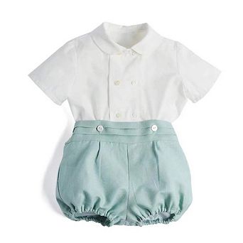 Baby Toddler Boys Easter Sage Collared Top and Shorts Set