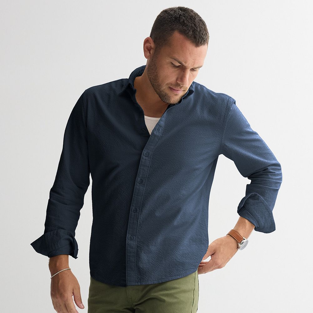 Men's Apt. 9® Textured Long Sleeve Button-Down Shirt