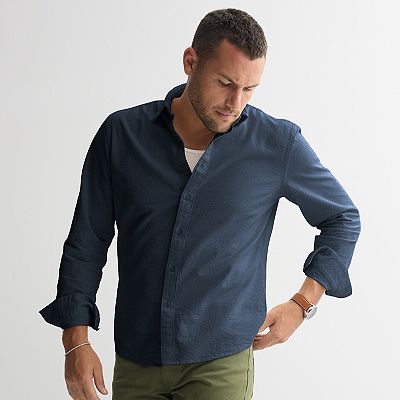 mens blue button down dress shirt Scholar Chambray Up in Mid Indigo  Roark The fabric is premium soft 100% cotton oxford Men's Light Blue Dress Shirt