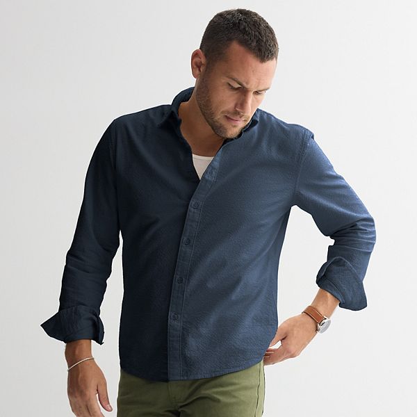 Men's Apt. 9® Textured Long Sleeve Button-Down Shirt