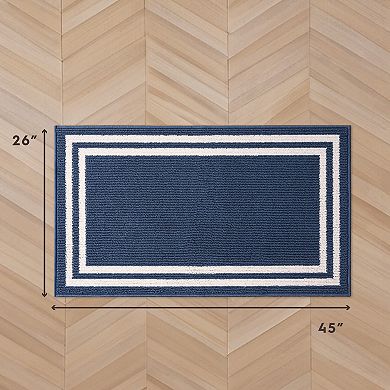 Laura Ashley Double Border Two-Tone All Loop Tufted Machine-Washable Skid-Resistant Runner