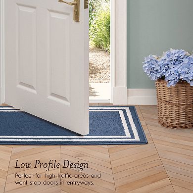 Laura Ashley Double Border Two-Tone All Loop Tufted Machine-Washable Skid-Resistant Runner