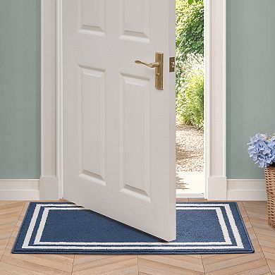 Laura Ashley Double Border Two-Tone All Loop Tufted Machine-Washable Skid-Resistant Runner