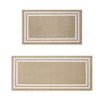 Laura Ashley Double Border Two-Tone All Loop Tufted Machine-Washable Skid-Resistant Runner