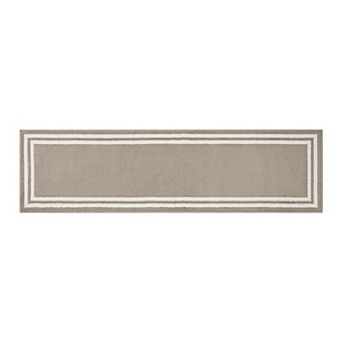 Laura Ashley Double Border Two-Tone All Loop Tufted Machine-Washable Skid-Resistant Runner