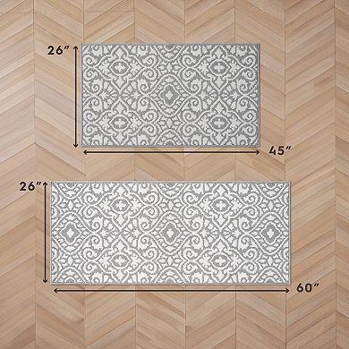 Laura Ashley Feya Two-Tone All Loop Tufted Machine-Washable Skid-Resistant Runner