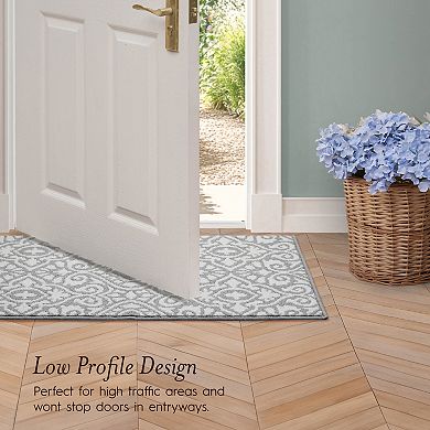 Laura Ashley Feya Two-Tone All Loop Tufted Machine-Washable Skid-Resistant Runner
