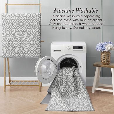 Laura Ashley Feya Two-Tone All Loop Tufted Machine-Washable Skid-Resistant Runner