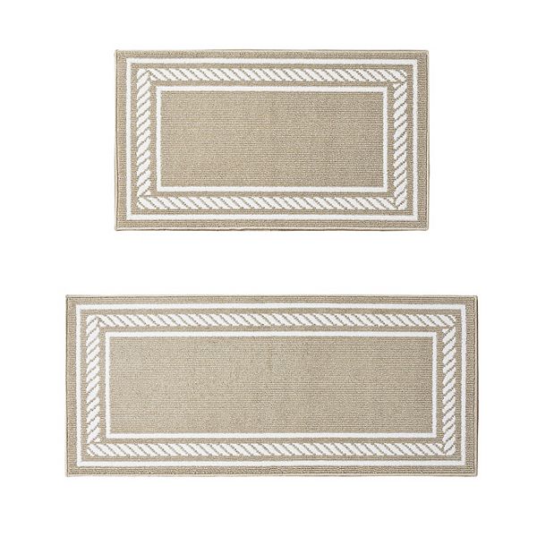 Nautica Rope Border Tufted Runner - Beige White (2 PACK)