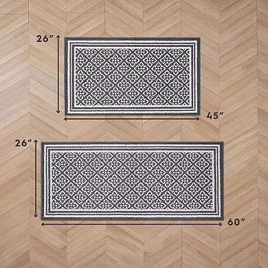 Laura Ashley Isla Two-Tone All Loop Tufted Machine-Washable Skid-Resistant Runner