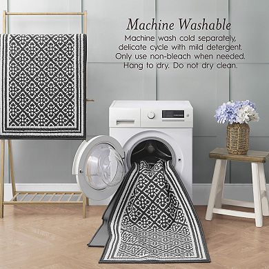 Laura Ashley Isla Two-Tone All Loop Tufted Machine-Washable Skid-Resistant Runner