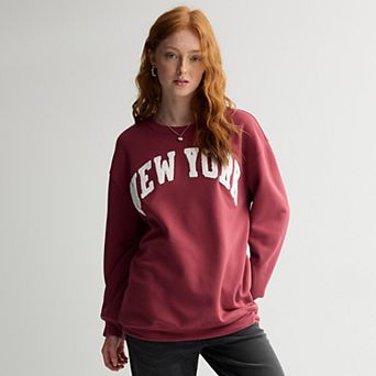 Juniors' New York Graphic Fleece Pullover