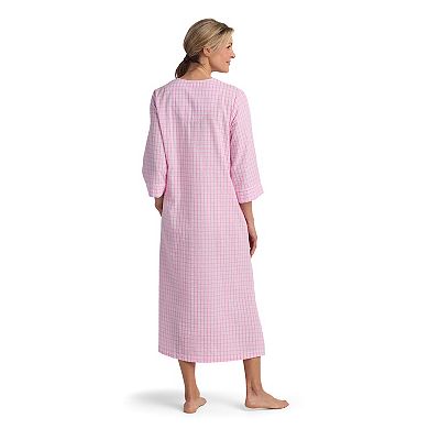 Women's Miss Elaine Essentials Seersucker Long Zip Robe