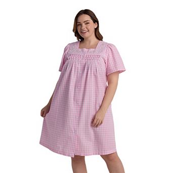 Plus Size Miss Elaine Essentials Seersucker Short Snap Robe