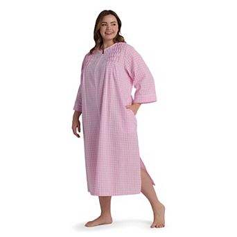 Plus Size Miss Elaine Essentials Seersucker Long Zip Robe