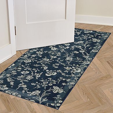 Laura Ashley 2-Piece Aria Floral Border Washable Area Rug Set