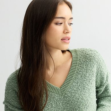 Juniors' SO® Long Sleeve Drop Shoulder V-Neck Pullover Sweater