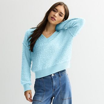 Juniors' SO® Long Sleeve Drop Shoulder V-Neck Pullover Sweater