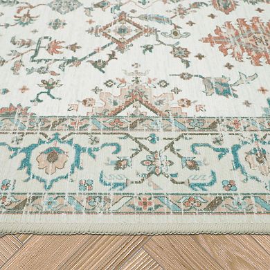Laura Ashley 2-Piece Beige Aure Floral Washable Area Rug Set