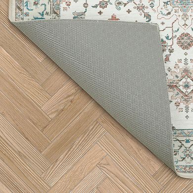 Laura Ashley 2-Piece Beige Aure Floral Washable Area Rug Set
