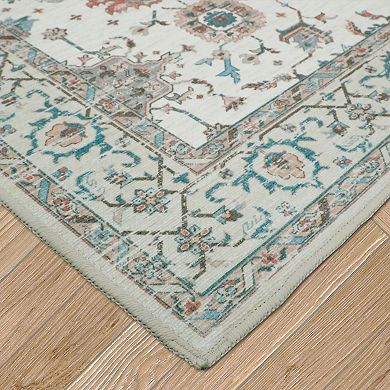 Laura Ashley 2-Piece Beige Aure Floral Washable Area Rug Set