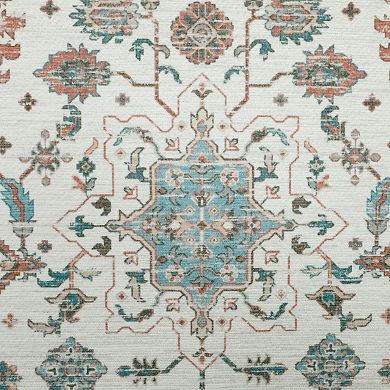 Laura Ashley 2-Piece Beige Aure Floral Washable Area Rug Set