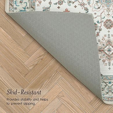 Laura Ashley 2-Piece Beige Aure Floral Washable Area Rug Set